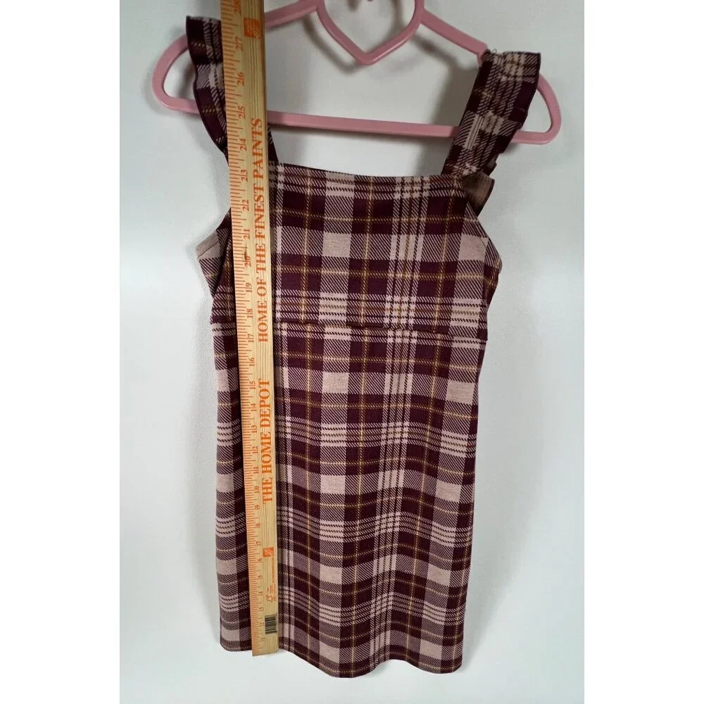 Pinky Plaid Flutter Dress - Picture 3 of 8
